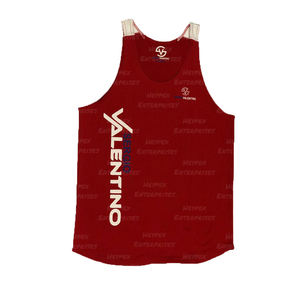Custom Quick Dry <b>Men's</b> Gym Singlets/Tank Top <b>Red</b> Polyester <b>Vest</b> Breathable Knitted Casual Style - Product Image 5