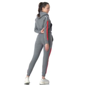 Custom Printing Logo Women's Zipper Hoodie With <b>Matching</b> <b>Joggers</b> Pants Stripped Tracksuit <b>Set</b> - Product Image 3