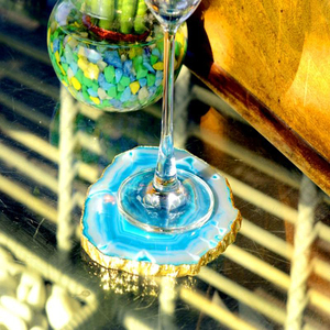 Posavasos de Ágata Natural Pulida en Forma de Rodaja |   Juego de Posavasos de Piedra Geodésica de Cristal |   Posavasos Decorativos para Mesa, Juego de Posavasos para Decoración del Hogar, Regalo - Product Image 2