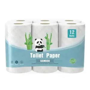 Toptan yumuşak bambu hamuru 2 - 4 kat tuvalet kağıdı doku çevre dostu kağıt sarılı