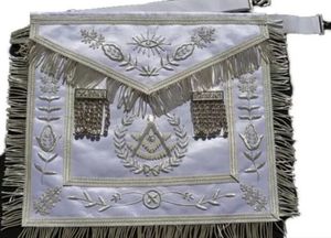 Wholesale International Masonic Regalia Apron Hand Embroidered White Oes Masonic Apron - Product Image 4