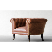 Canapé Chesterfield, style mid-century modern, gonflable, en cuir véritable |   Fauteuil Club Vintage pour Salon, Appartement, Villa |   Fait main