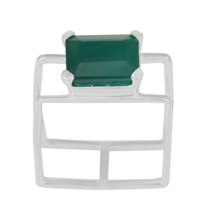 Bague en pierre d'onyx verte naturelle pour filles, argent Sterling 925, vente en gros - Product Image 1