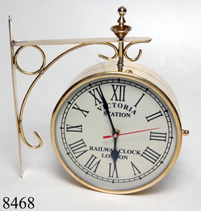 Station and Street <b>Wall</b> <b>Clock</b> Double Sided Nautical Antique <b>Clock</b> Brass <b>Silent</b> Roman <b>Wall</b> Hanging <b>Clock</b> Supplies - Product Image 3