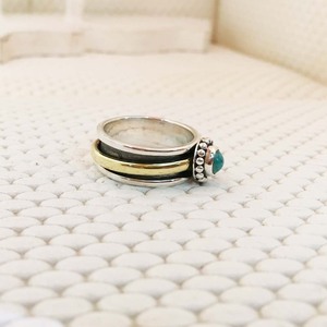 925 argent Sterling décontracté Turquoise anneaux pour dames bijoux pierres précieuses en vrac 925 argent rond anneaux argent mode bijoux anneaux - Product Image 4