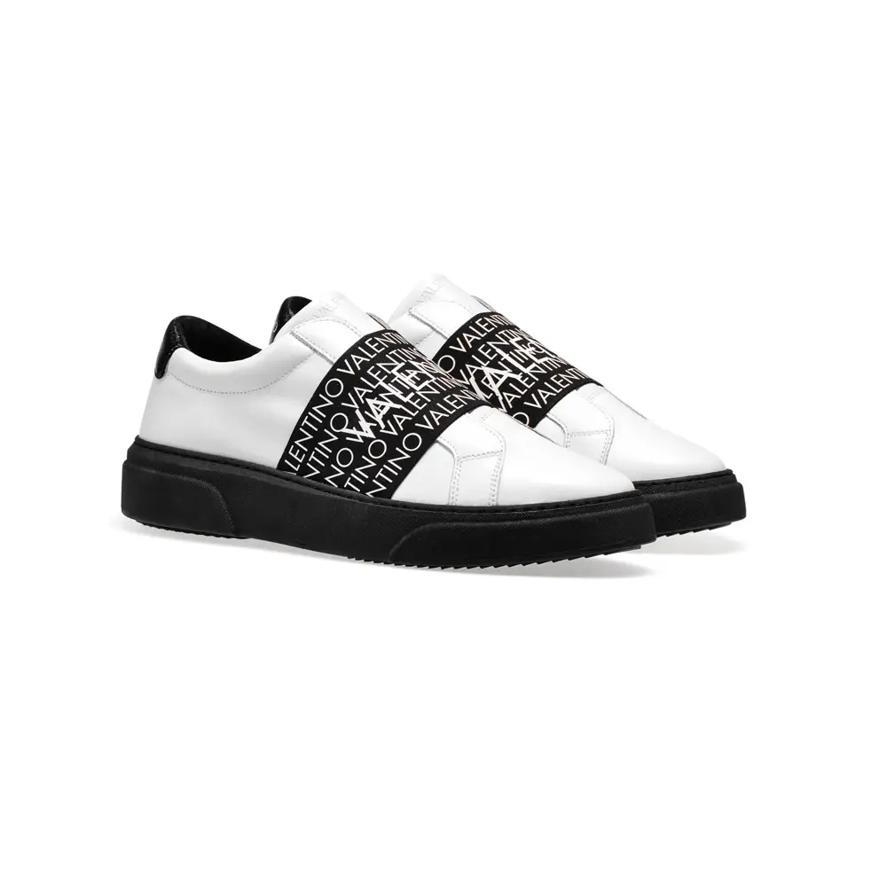 Original Valentino Shoes | Dynamic and Sophisticated Men Sneaker Shoes Silp On with Logo Insert on The Black Rubber Band