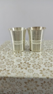 Ensemble de verres à vin sans pied en acier inoxydable, cuivre, métal martelé plaqué argent, pour bar, restaurant, hôtel - Product Image 2