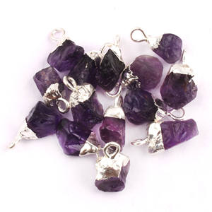 Breloques en pierre de lune arc-en-ciel brute, vente en gros, pendentif en argent galvanisé, boucle unique, connecteur de pendentif fait à la main - Product Image 5