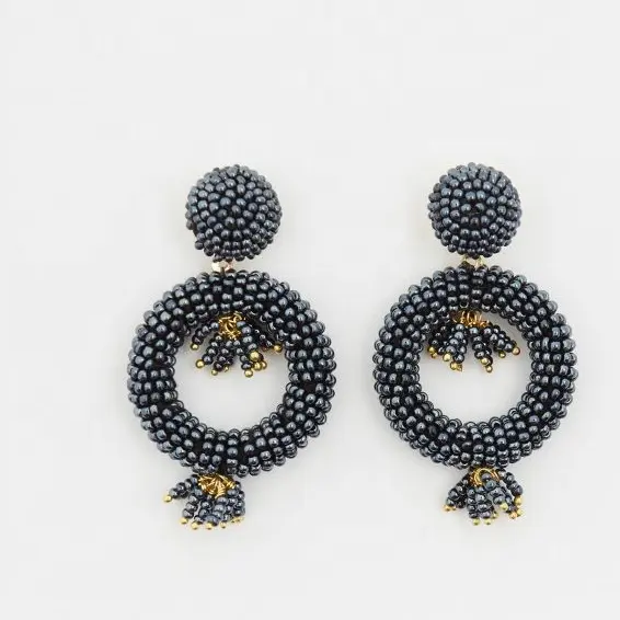 2019 latest fashion handmade bohemian rattan hoop earrings drop earrings for women brand jewelry