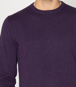 Made in Italy abbigliamento 100% maglioni da uomo in filato di cashmere girocollo maglione viola per l'inverno - Product Image 4