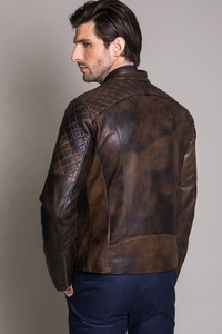 Abrigo de cuero italiano de lujo para hombre 2021, chaqueta de estilo Vintage de alta calidad personalizada con piel de vaca antigua de doble tono para prendas - Product Image 5