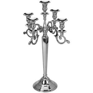 Candélabre en métal vintage de luxe à 5 bras fait à la main plaqué argent pour la maison et les centres de table de décoration de sol de mariage - Product Image 1