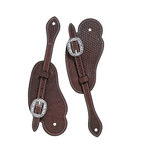 Custom Made High Quality 100% Genuine Leather Western Hand <b>Tooled</b> Spur Straps Durable <b>Engraved</b> Buckle Wholesale Manufacturer - Product Image 1