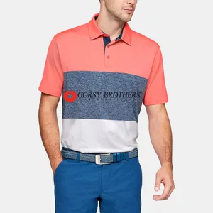 Hommes Personnalisés 96% Polyester/4% Élasthanne Maillot Colorblock Col Léger Upf 30 + Duick Sublimation Sport Polo De Golf