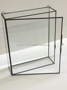 Brass <b>Glass</b> Wall Hanging Display Box for Jewelry and Planter <b>Terrariums</b> - Product Image 2