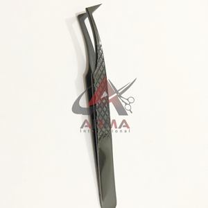 Pince à épiler professionnelle d'extension de cils en acier inoxydable noir plasma méga volume fibre durable pointue pour une utilisation de marque privée - Product Image 1