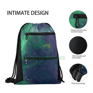 Bolsa de poliéster con cordón reutilizable con estampado personalizado a un precio económico Estilo deportivo con forro de algodón Bolsa promocional impermeable - Product Image 5