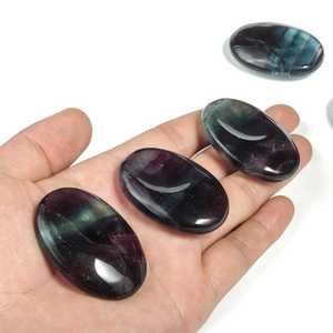 Pierre précieuse en vente en gros Multi Fluorite Worry Stone top poli Raimbow Fluorite Crystal Pocket Thumbstone stone pour l'énergie de guérison - Product Image 1
