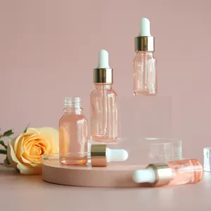 30ml Glass Dropper Bottles Custom 5ml 10ml 15ml 20ml 30ml 50ml 100ml Pastel Cosmetic Transparent Frosted Essential Oil Glass Pink Dropper Bottles