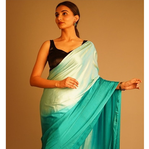 Satin Silk Designer Saree Indian <b>Fabric</b> Silk Sari Handmade Wholesale Ethnic Collection Traditional Vintage Pure Silk Saree - Product Image 1