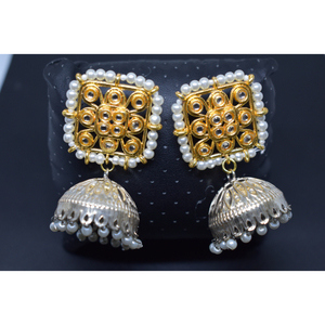 ต่างหูห่วงทองเหลืองประดับเพชรคันดันสีทองแบบดั้งเดิม ดีไซน์ทันสมัย ทำด้วยมือ สำหรับเด็กหญิงและสตรี - Product Image 3