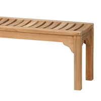Madison Moderne Rückenfreie Outdoor-Gartenbank aus Teakholz, Komfortable Massivholzmöbel, Anpassbare Farbe, Nicht Klappbar