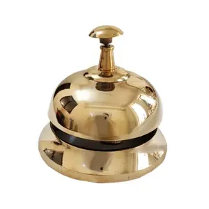 Campana de mesa hecha a mano, campana de latón, Metal náutico, color dorado, regalo de negocios, reloj, campana de llamada de aluminio