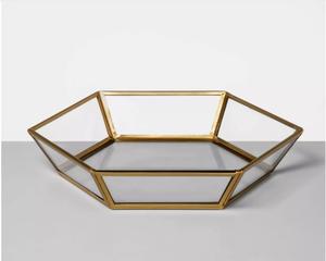 Latón rectangular hecho a mano con bandeja de servicio de cristal para decoración del hogar y Hotel, 100% - Product Image 3