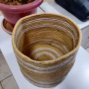 Macetero de yute decorativo, cesta redonda de yute, cesta de plantas de almacenamiento indio, cesta de yute para Kiondo