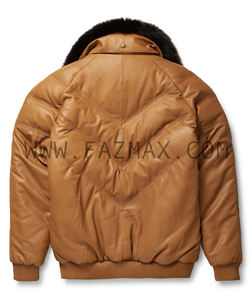 Blouson unisexe en cuir, v-bomber, d'extérieur, pour homme et femme, - Product Image 6