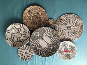 Juego de Cestas Colgantes de Mimbre Natural para Decoración, Decoración de Pared de Pasto Marino Colorido - Product Image 6