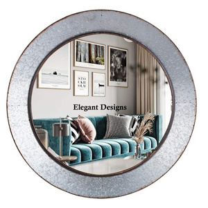 High Quality <b>Round</b> Galvanized Metal Wall <b>Mirror</b> Classic Stylish Handmade Luxury Design for Home Use - Product Image 1