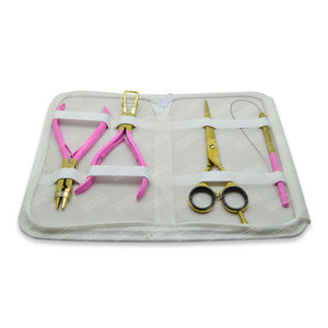 Kit d'outils d'extension de cheveux en acier inoxydable doré et rose - Product Image 2