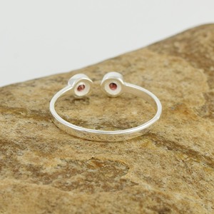 Real 925สเตอร์ลิงเงินปรับวงสำหรับสาวๆผู้หญิงสองพลอยโกเมนข้อมือแหวน Gifting เครื่องประดับที่เรียบง่ายผู้ค้าส่ง - Product Image 5