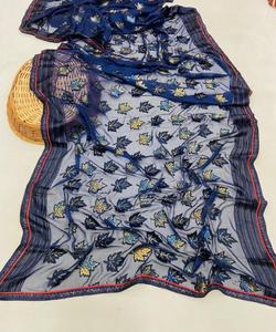 Sarairas en soie indien pour femmes, mariage, fête, noir, bas prix - Product Image 1