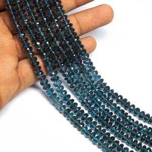 Cuentas Redondas Facetadas de Topacio Azul Londres Natural de 2 mm, Grado AAA+, Certificado IGI, Color 100% Natural - Product Image 1