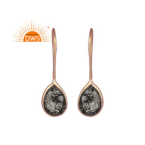 Pendiente colgante de piedras preciosas de rutilo negro Natural de Plata de Ley 925 para mujer, joyería para mujer, regalo para ella - Product Image 1