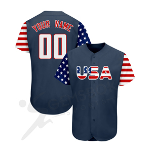 เสื้อเบสบอลที่กำหนดเองขายส่งผู้ชายสหรัฐอเมริกาอเมริกา Sublimated พิมพ์น้ำหนักเบาระบายอากาศเบสบอลย์100% โพลีเอสเตอร์ - Product Image 3