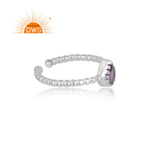 Anillo ajustable de Plata de Ley 925 y amatista Natural, joyería fina - Product Image 3