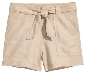 Shorts de linho casual feminino, camelo colorido para mulheres verão atacado 100%