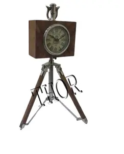 Vintage Style Metal Clock Home Decoration Table Clock With Tripod Stand