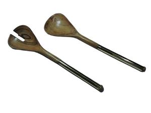 Juego de cuchara de madera con mango de latón para ensalada, rallador de verduras de mano, precio al por mayor, venta directa de fábrica - Product Image 2