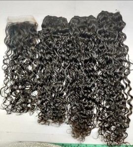 Paquetes de trama rizada apretada de templo de la India con cierre 4x4 cabello al vapor rizado Natural pelucas alineadas con cutículas y coletas cabello completo - Product Image 2