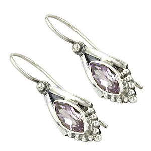 Marquis Cut Améthyste Pierres Précieuses Lustre Boucles D'oreilles Rose Plaqué Argent Sterling 925 Cadeaux De Fiançailles De Mariage À La Mode pour Elle - Product Image 2