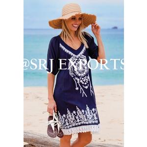 Hot Fashionable Girls Wear Beautiful Aari Embroidered Tunic 2026 New Model Beachwear <b>short</b> sleeve Cover Up Mini <b>Dress</b> - Product Image 1