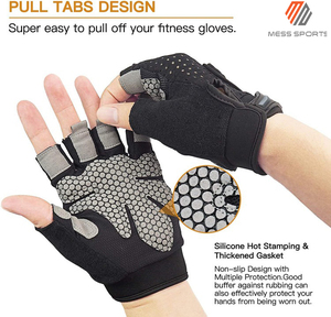 Half Finger Gym Fitness Gloves Mesh Breathable Non Slip Adjustable Wrist <b>Strap</b> For Training Weight Lifting Unisex - Product Image 5