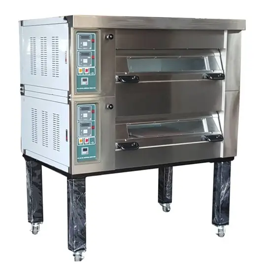 Electric Bread Baking Machine Commercial Double Deck Oven With Stone Bakery 2 Deck 2, 4, 6 Pans Baking Oven Price Made In Taiwan