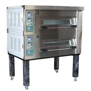 Máquina eléctrica para hornear pan horno comercial de doble cubierta con panadería de piedra 2 cubierta 2, 4, 6 sartenes horno para hornear precio hecho en taiwán