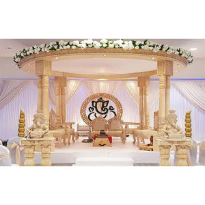 Mandap de boda tradicional de doble poste, artesanía de madera del Reino Unido, mandap de boda de doble pilar, decoración de mandap de boda asiática, Nuevo México - Product Image 1