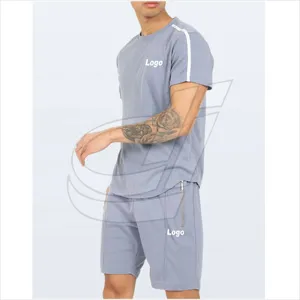 Wholesale T-Shirt & Shorts Best Quality Men Twin Sets Custom Brand Logo Slim Fit Shirt and Short Set